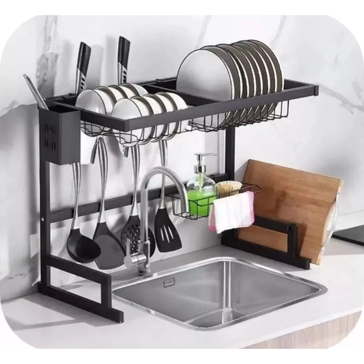 SKY - Secaplatos Kilate Acero Inoxidable 66cm 2 Niveles Negro