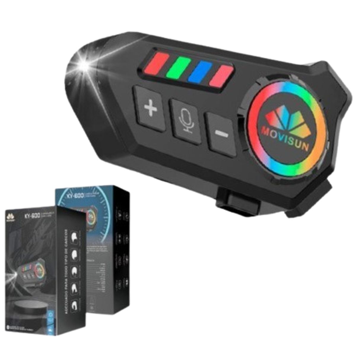 MOVISUN - Intercomunicador Para Casco Movisun KY-600 - Bluetooth 5.0 y Linterna