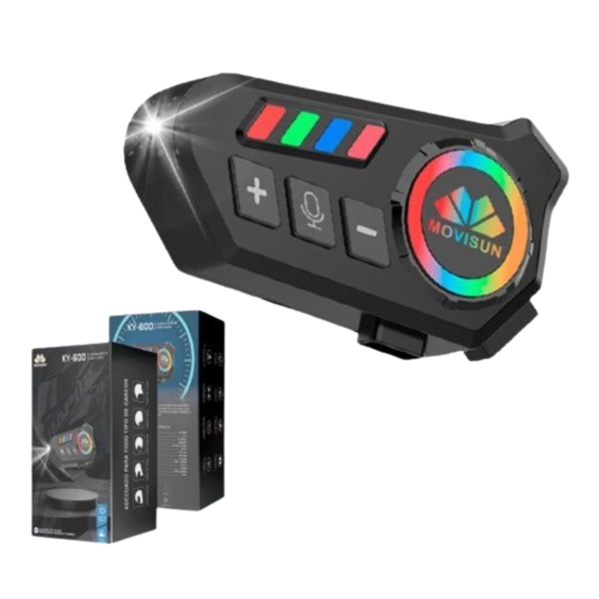MOVISUN - Intercomunicador Para Casco Movisun KY-600 - Bluetooth 5.0 y Linterna