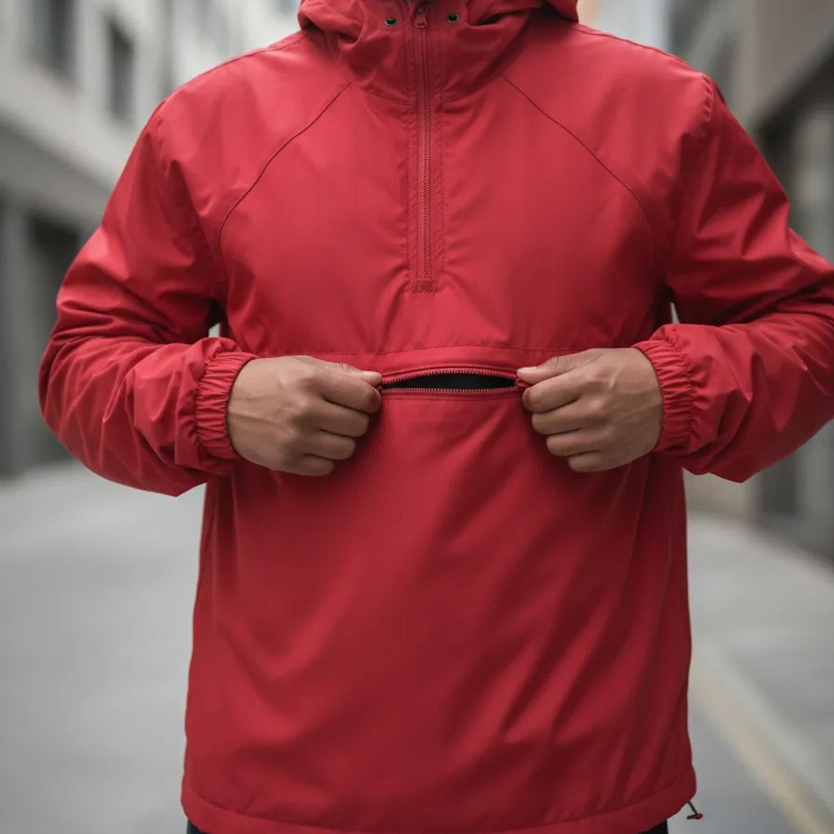 CO TRENDS - Chaqueta Rompevientos Tipo Canguro ROJO