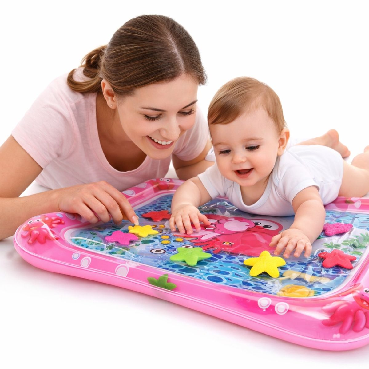 TIENDITA DEL BEBE IMPORTADORA MC - Tapete De Agua Inflable Para Bebé Azul Estimulación sensorial y divertido Rosado