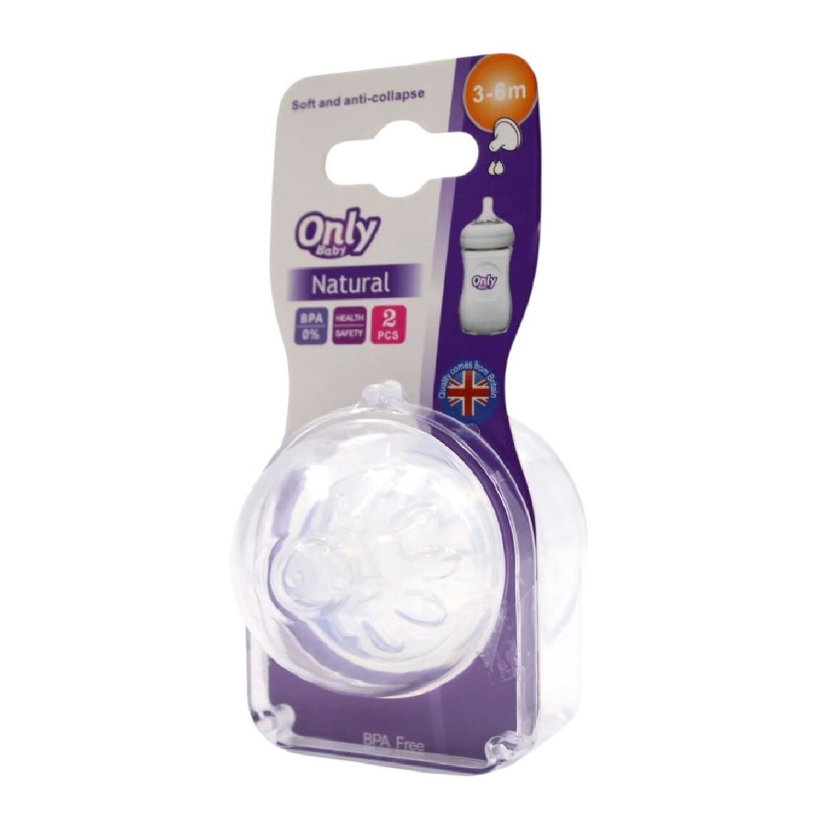 ONLYBABY - Set X2 Chupos 3-6meses Boca Ancha Compatible Avent Natural