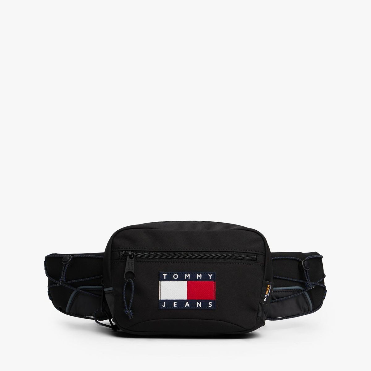 TOMMY HILFIGER - Canguro negro Archive con cordón ajustable Tommy Hilfiger