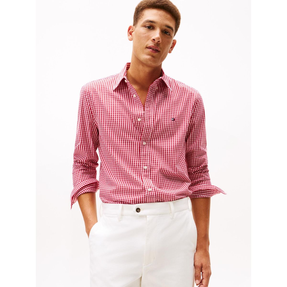 TOMMY HILFIGER - Camisa multicolor manga larga regular de popelín flex con cuadros gingham Tommy Hilfiger