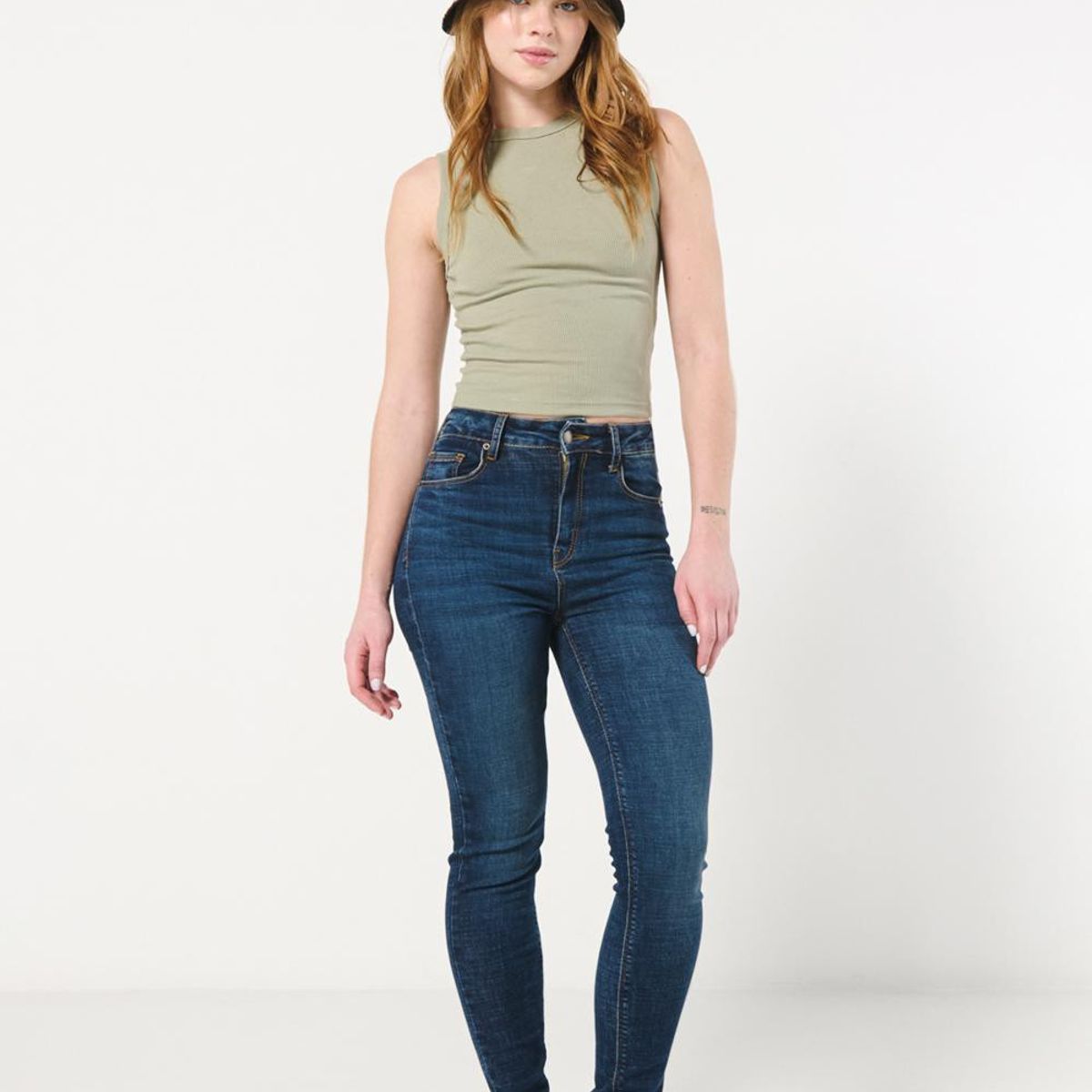 KOAJ - KOAJ Jean jegging azul oscuro tiro súper alto con costuras  Mujer