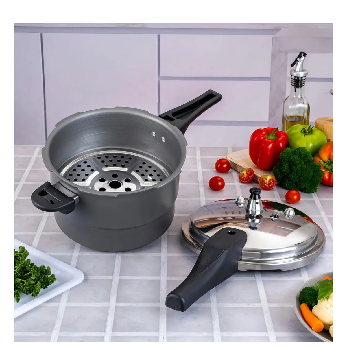 HOME ELEMENTS - Olla A Presión Home Elements 5.6 L Aluminio Anodizado Negra