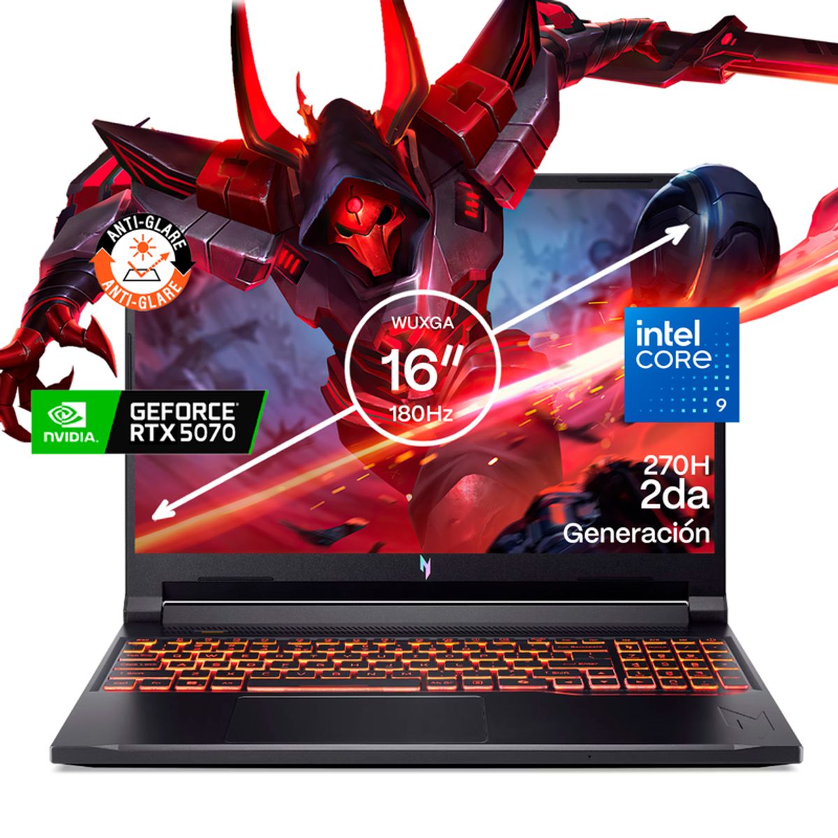 ACER - Portátil Gamer ACER Nitro V16 Intel Core 9 270H  RAM 24GB SSD 8 TB RTX 5070 8 GB 180Hz