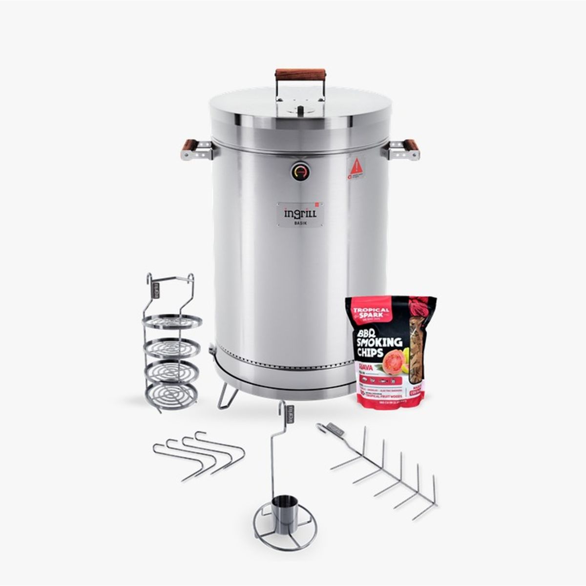IN GRILL - COMBO BARRIL AHUMADOR GRANDE BASIK 35 a 45 libras en acero inoxidable - In Grill