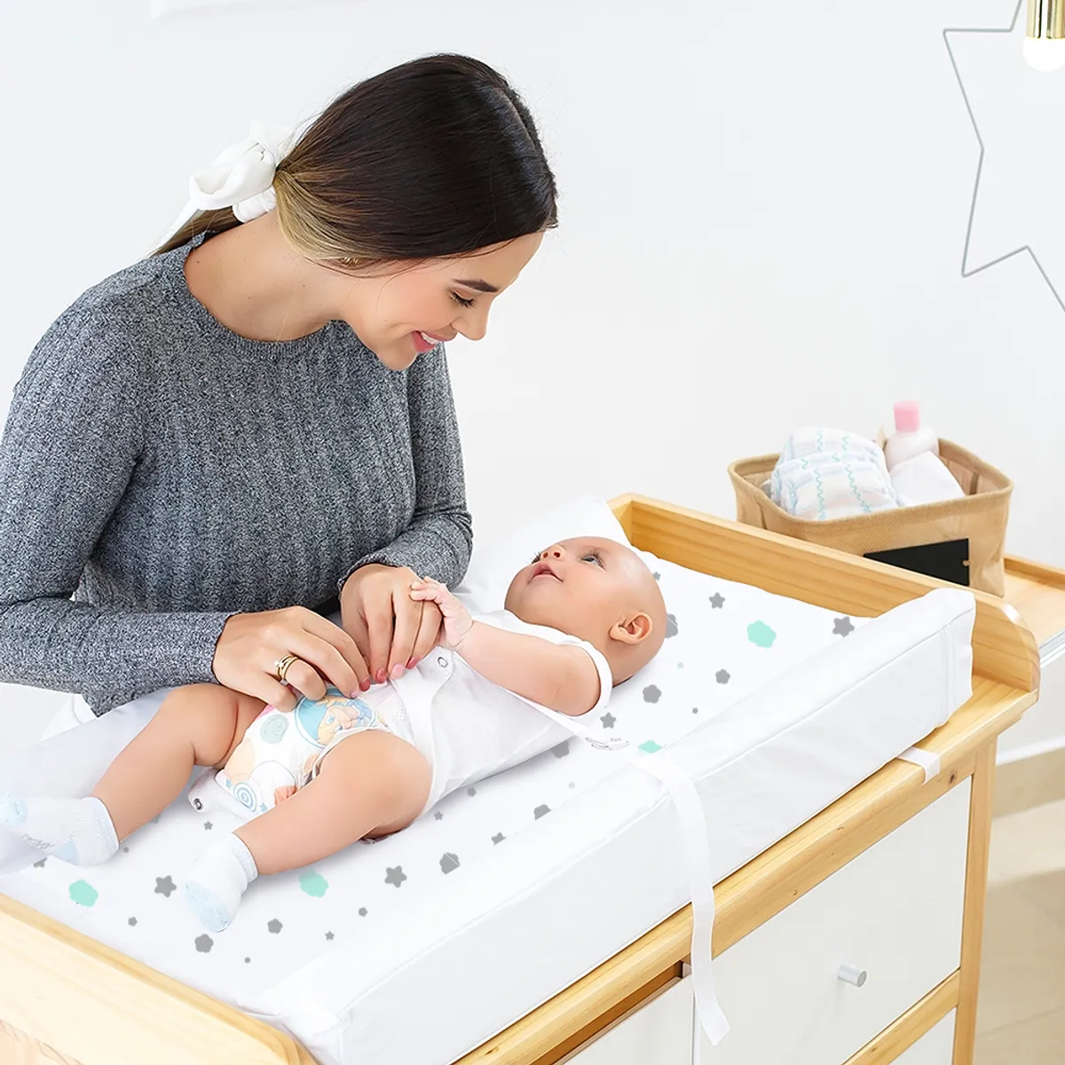 NUBBA - Colchón cambiador para bebes toral blanco