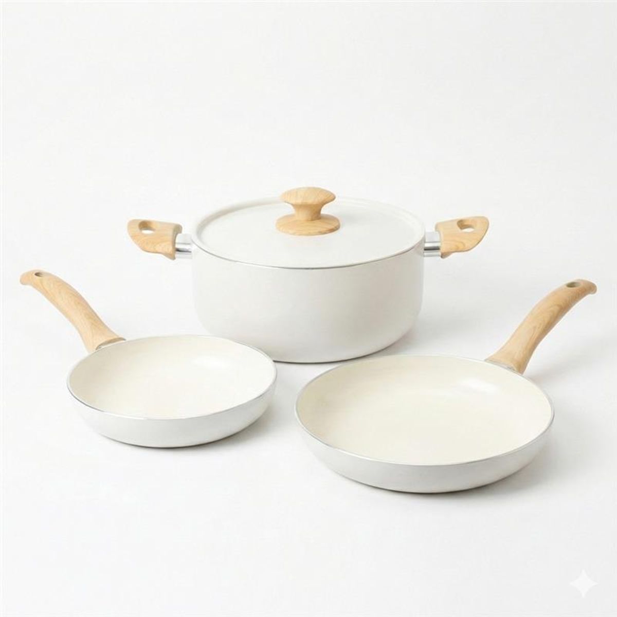 ILKO - Pack Cerámico Blanco x3 Sartén 20 y 24 cm, olla 24 cm