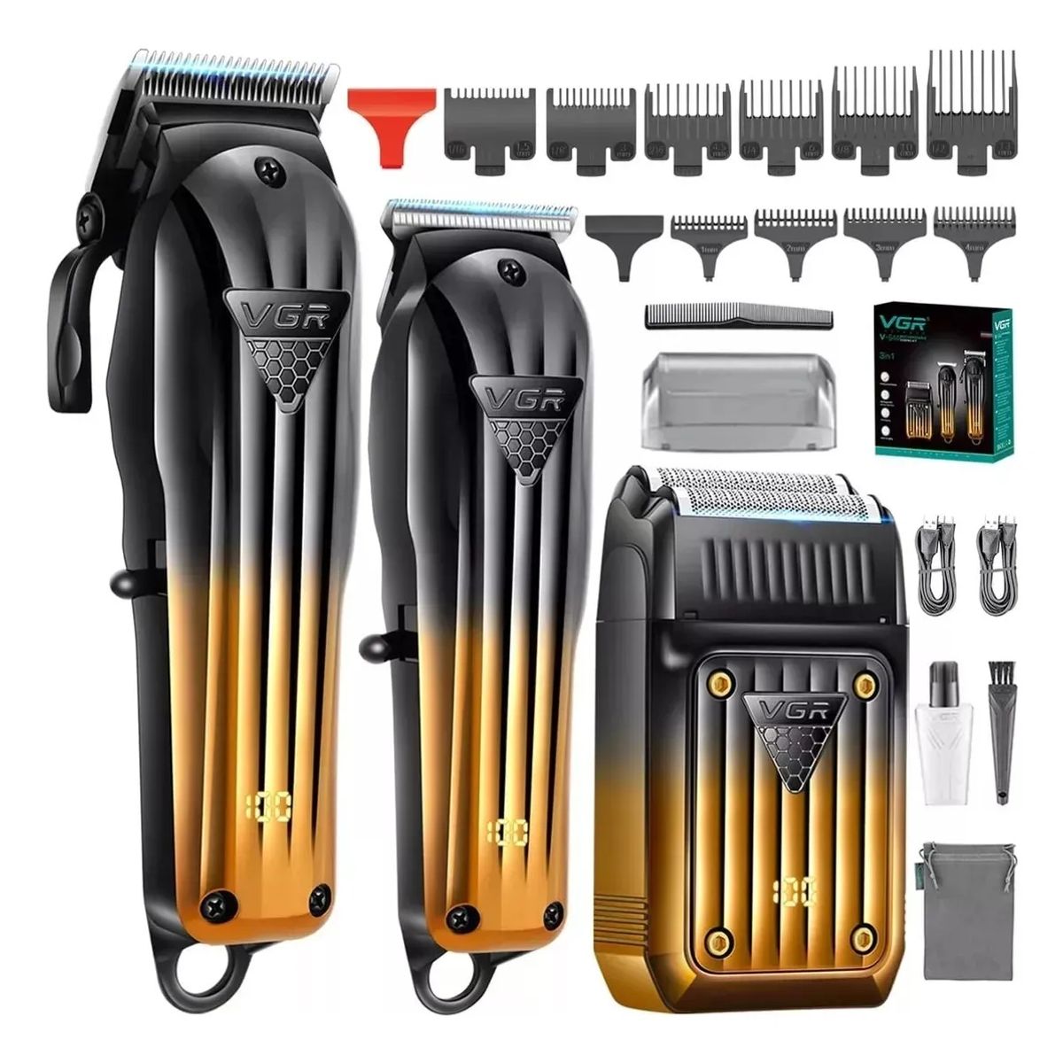 VGR - Maquina Kit Cortadora Pelo Trimmer Shaver 3en1 Profesional Vgr V-644