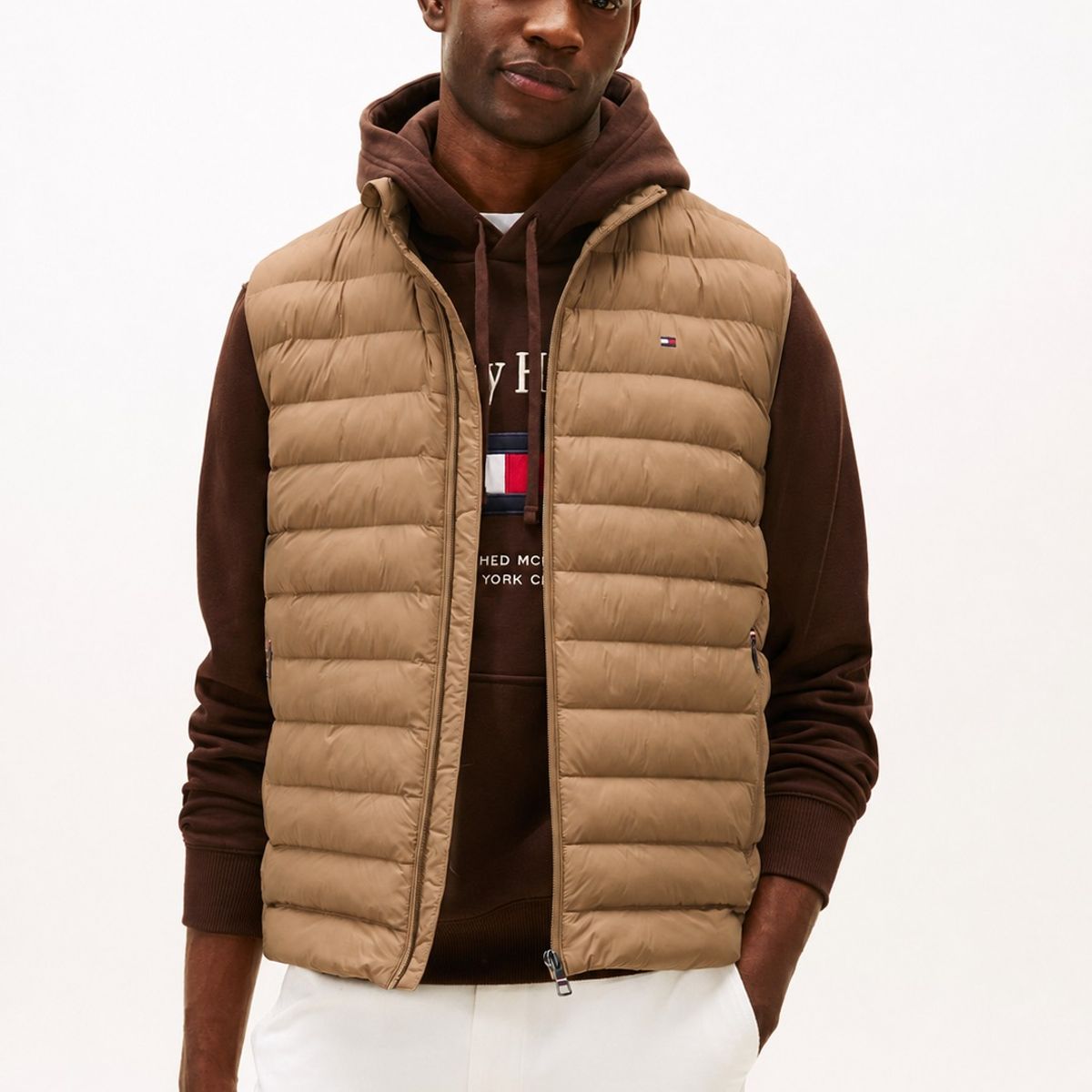 TOMMY HILFIGER - Chaleco beige plegable en tejido que repele el agua Tommy Hilfiger