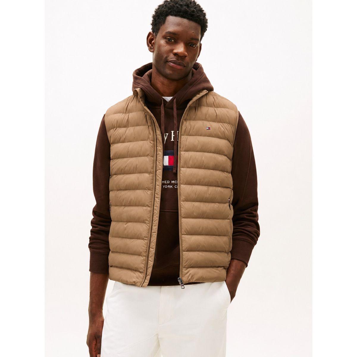 TOMMY HILFIGER - Chaleco beige plegable en tejido que repele el agua Tommy Hilfiger