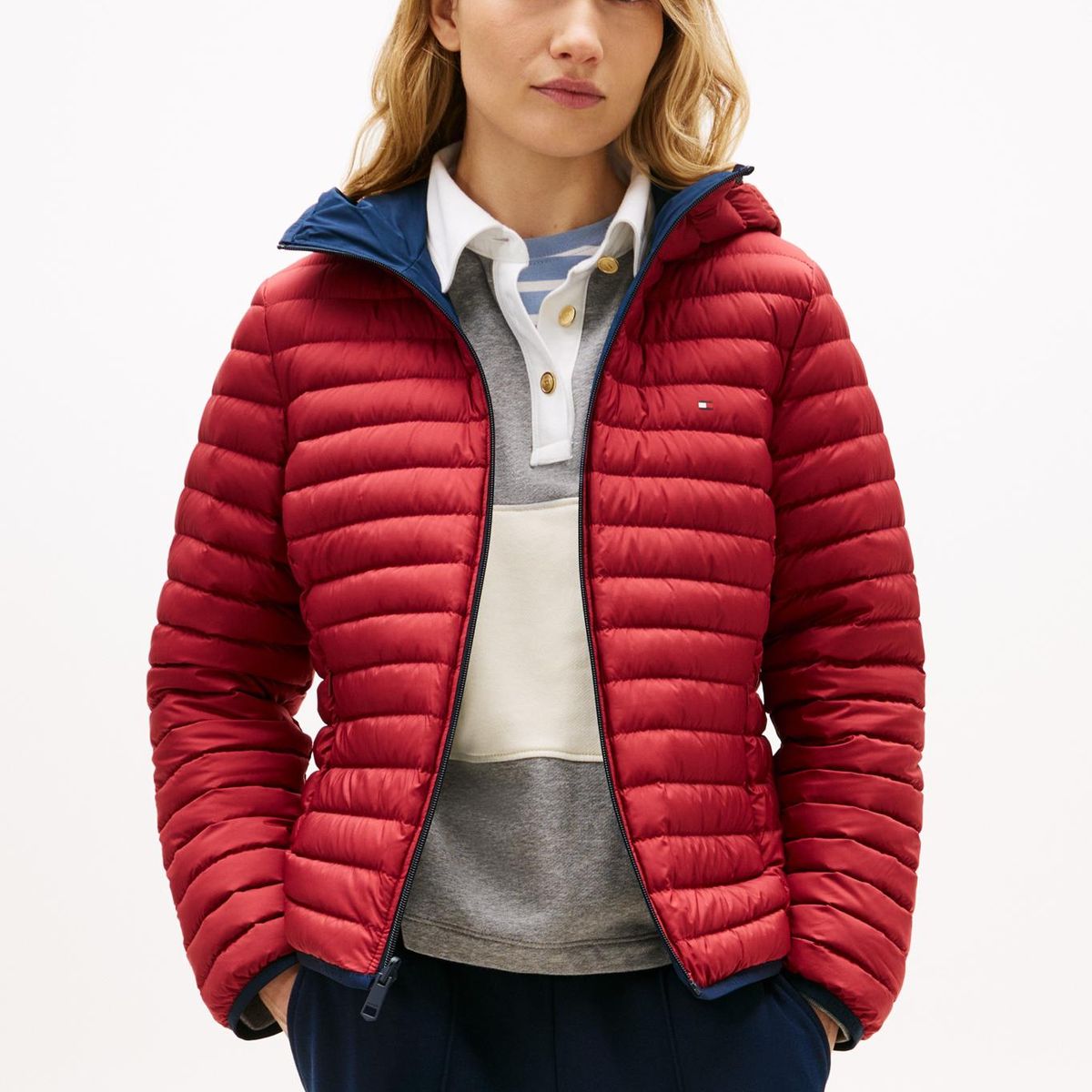 TOMMY HILFIGER - Chaqueta azul ligera con logo Tommy Hilfiger