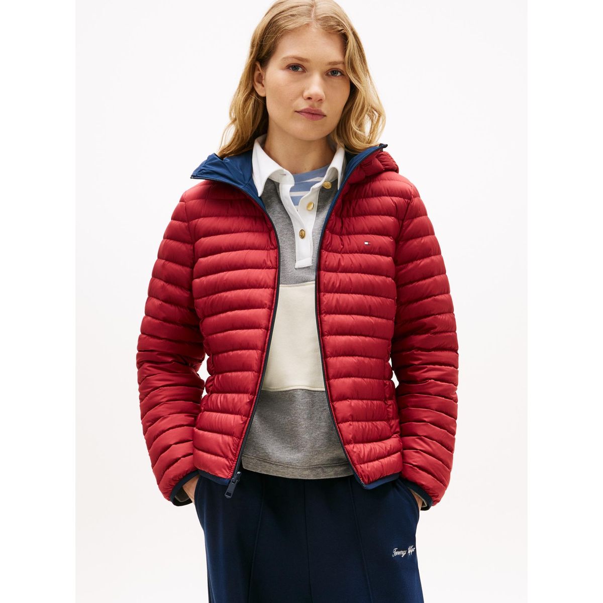TOMMY HILFIGER - Chaqueta azul ligera con logo Tommy Hilfiger