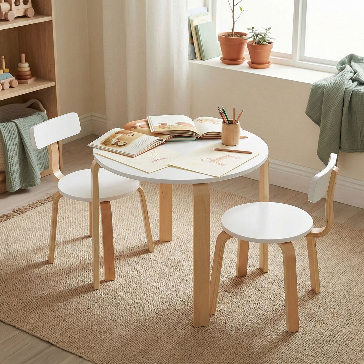 RELAN - Juego de Mesa y 2 Sillas Para Niños Sitte Relan Nórdico