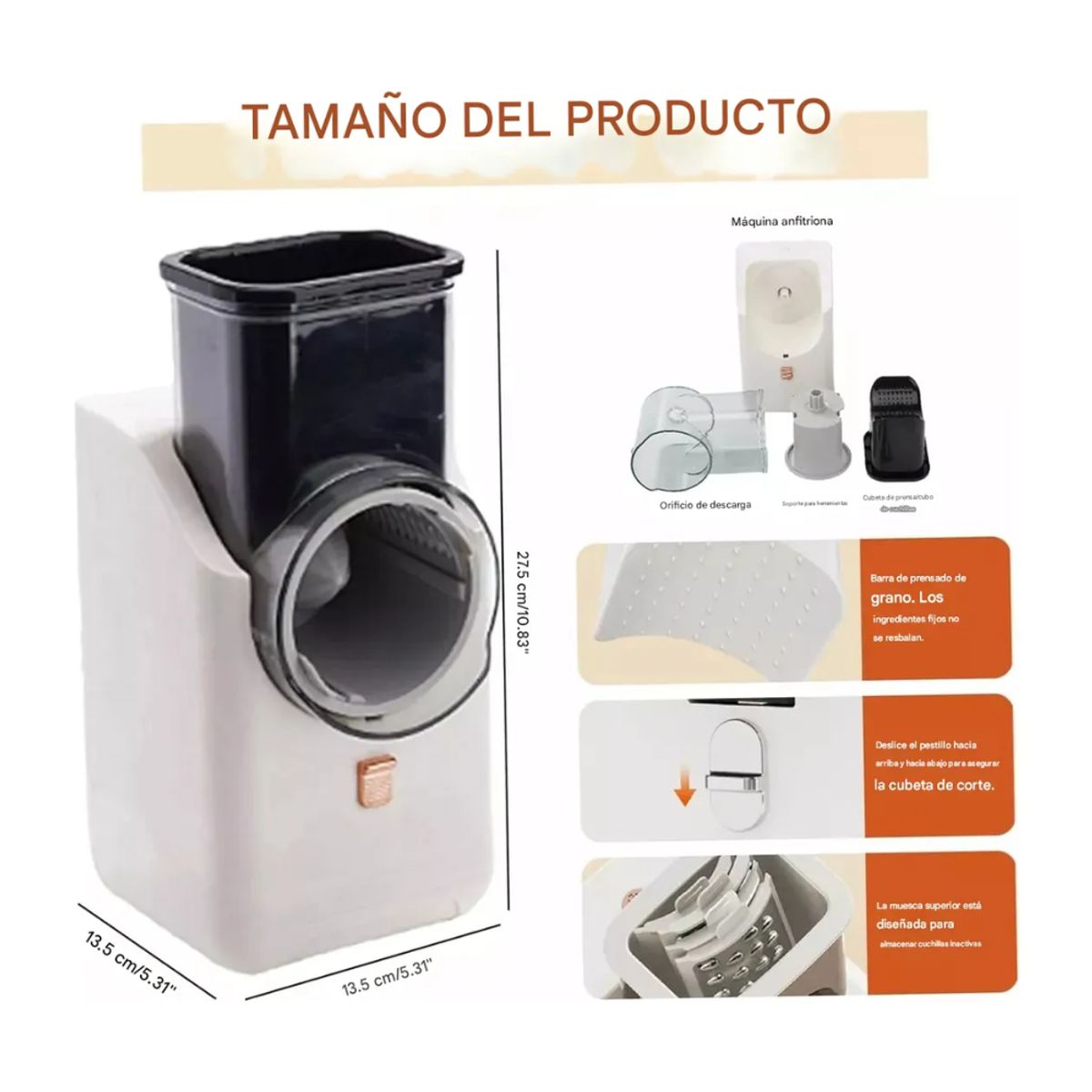 GENERICO - Rallador Eléctrico Multifuncional con 3 Cuchillas Intercambiables