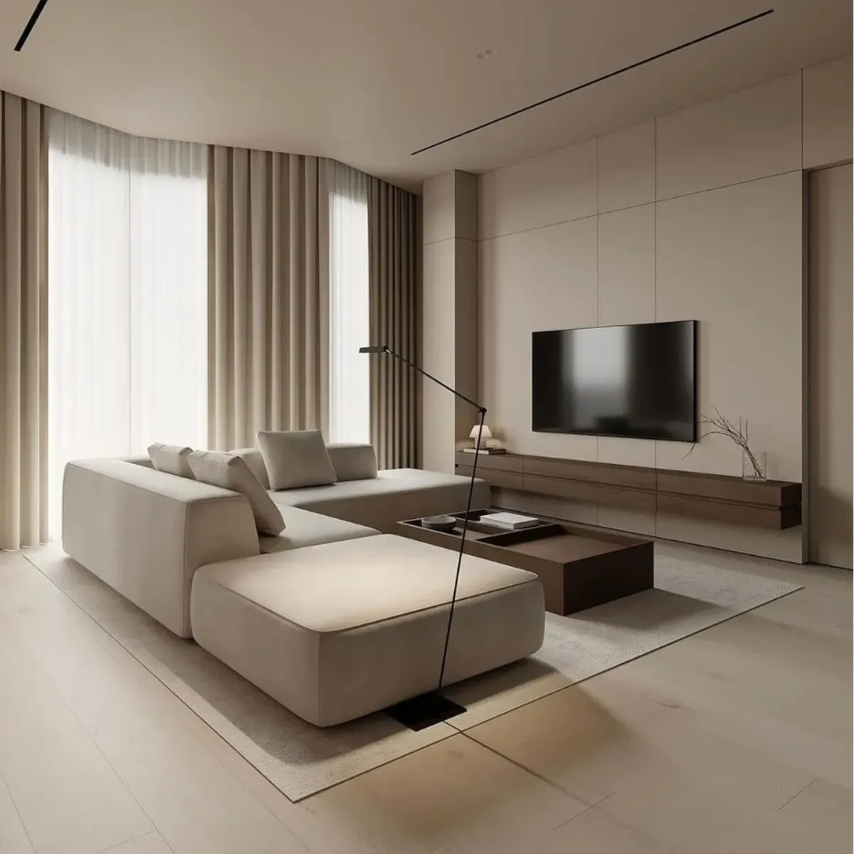 GENERICO - Elegantes Muebles Modernos en L Sala con Sofá esquinero y puff