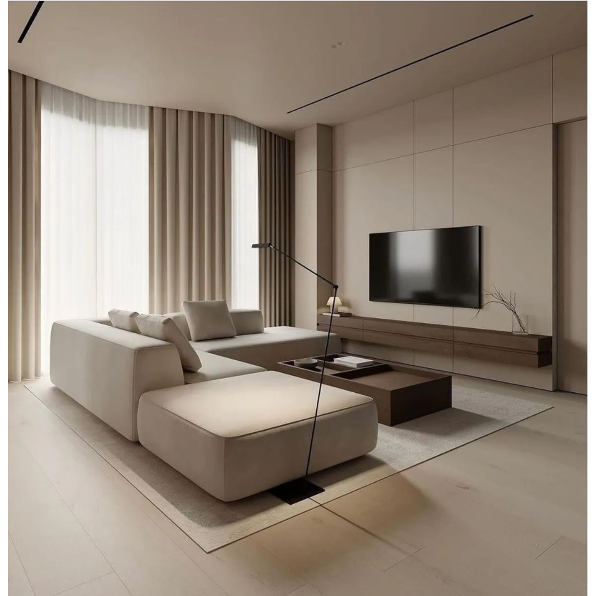 GENERICO - Elegantes Muebles Modernos en L Sala con Sofá esquinero y puff