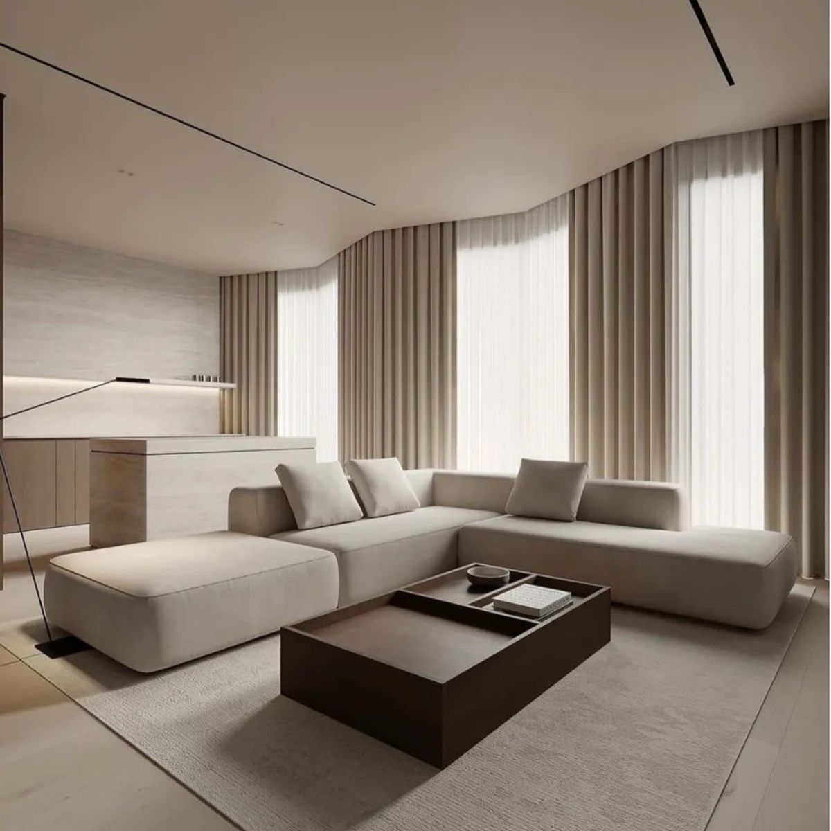 GENERICO - Elegantes Muebles Modernos en L Sala con Sofá esquinero y puff