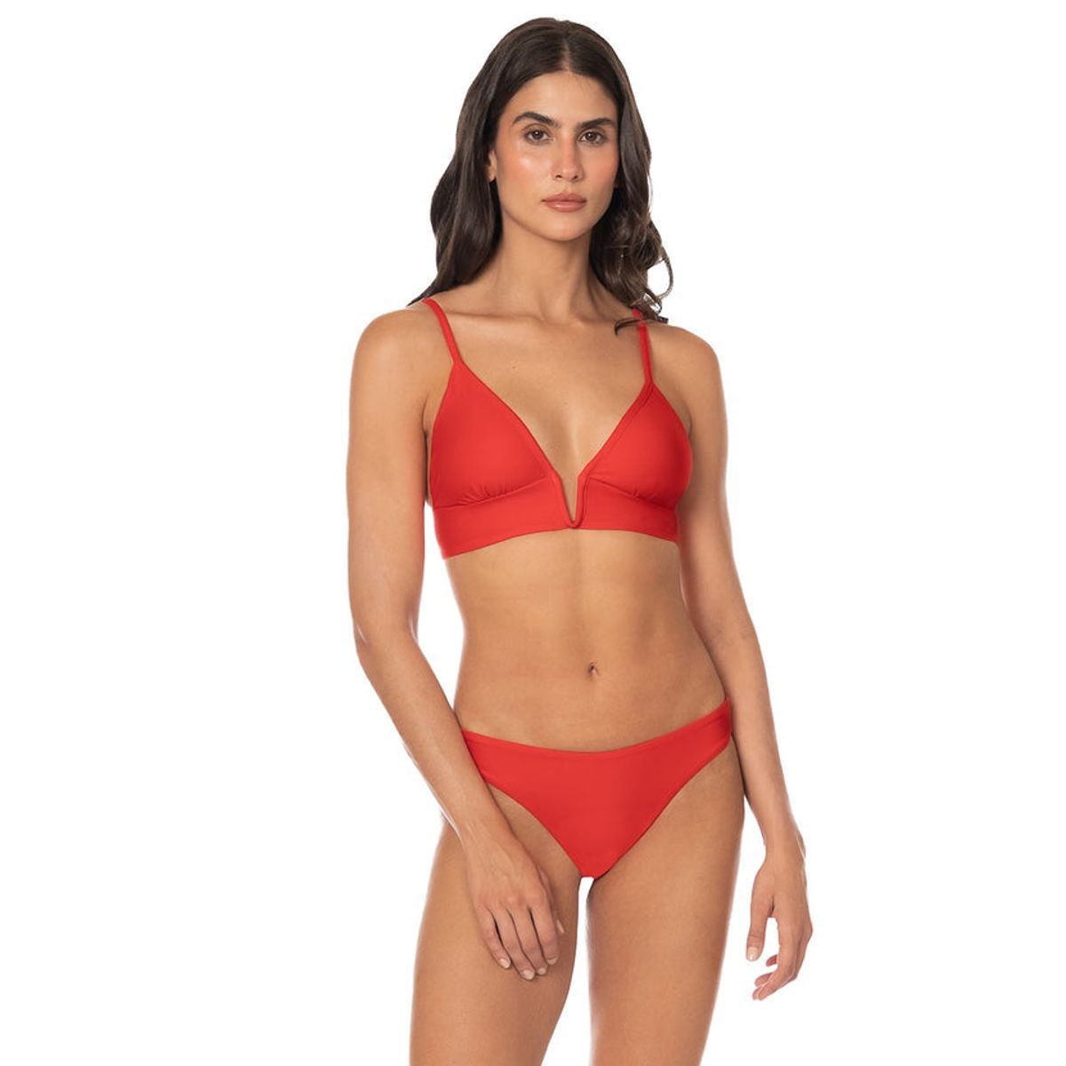 MAAJI - Maaji Red Camelia Parade Long Line Triangle Bikini Top