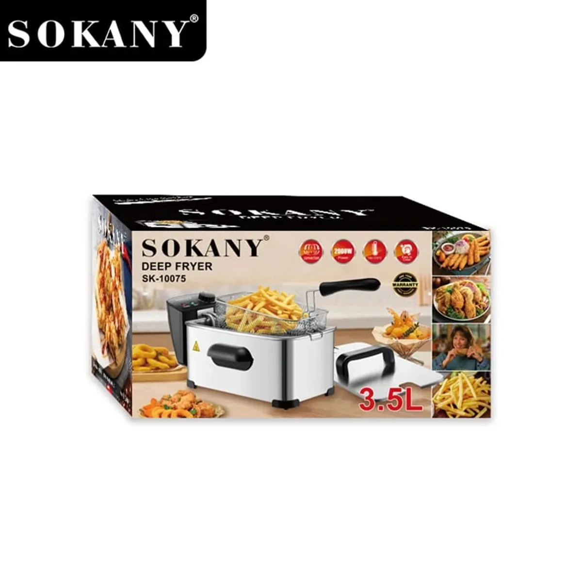SOKANY - Freidora Eléctrica Original Sokany Acero Inoxidable con control preciso de temperatura