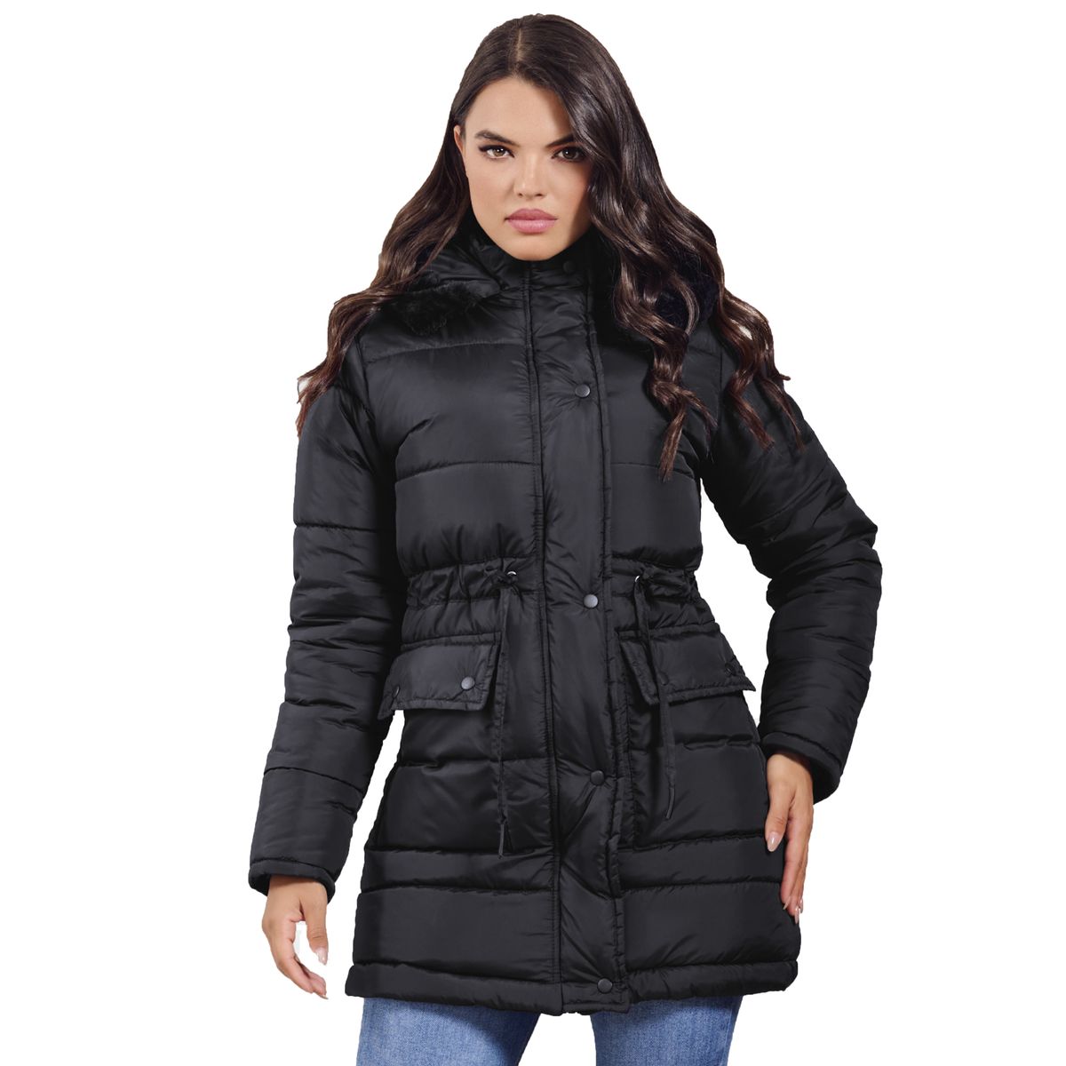 GENERICO - Chaqueta Abrigo Dama Tipo Gaban Impermeable Acolchada Con Capota Urbana Ligera