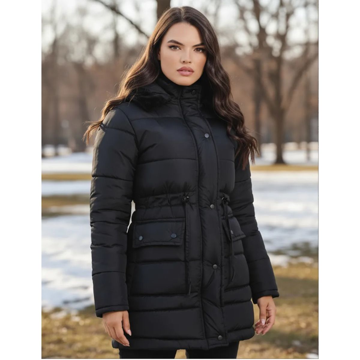 GENERICO - Chaqueta Abrigo Dama Tipo Gaban Impermeable Acolchada Con Capota Urbana Ligera