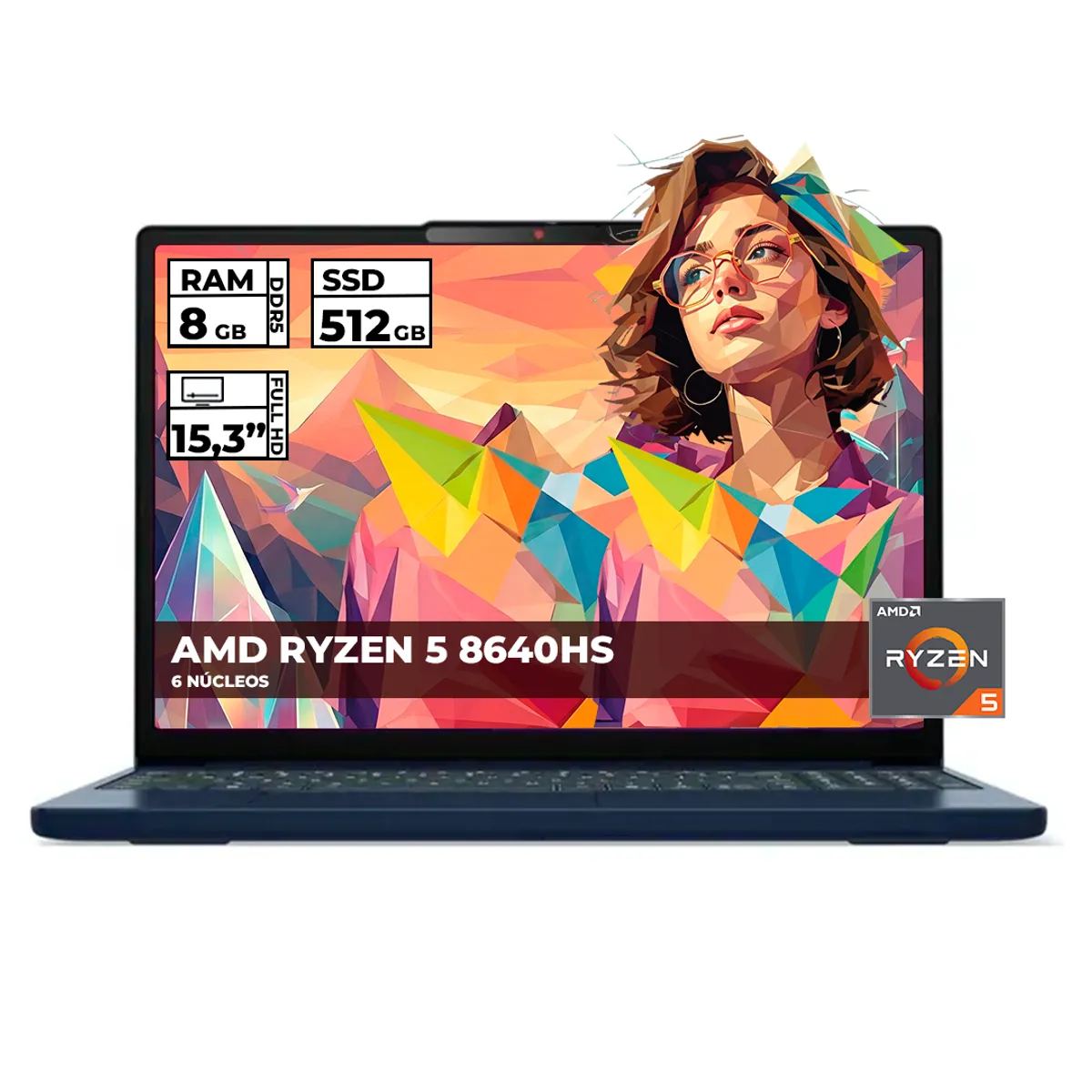 LENOVO - PORTÁTIL LENOVO IDEAPAD SLIM 3 RYZEN 5 8640HS 8GB RAM 512GB SSD 15,3" WUXGA
