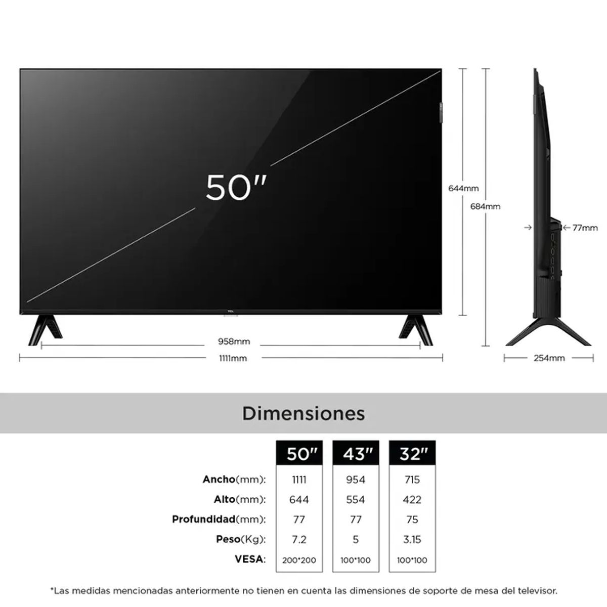 TCL - TV TCL 50" Pulgadas  50S5K FHD QLED Smart TV