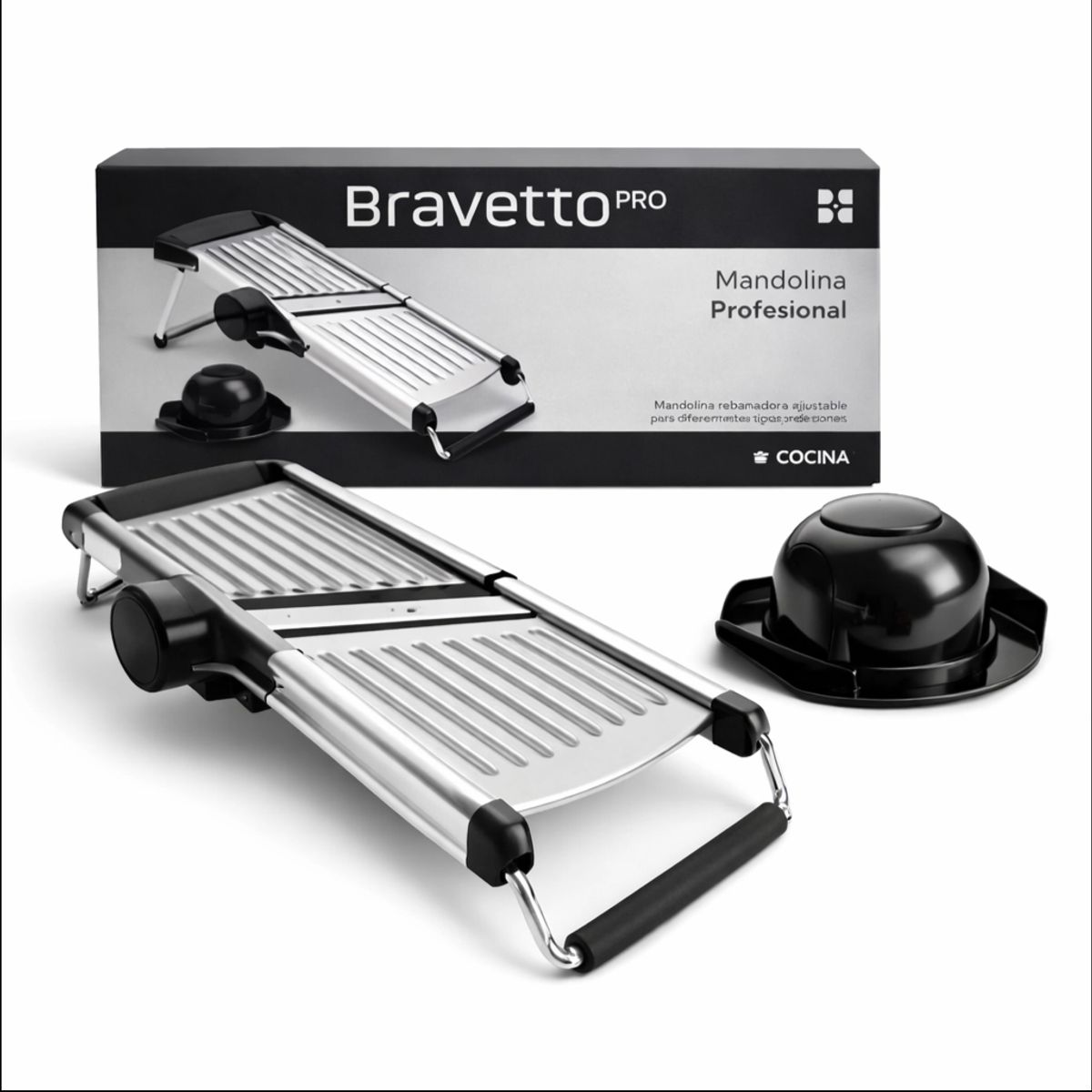 BIGCENTER - Mandolina Rebanador de Verduras Ajustable de Acero Inoxidable Bravetto