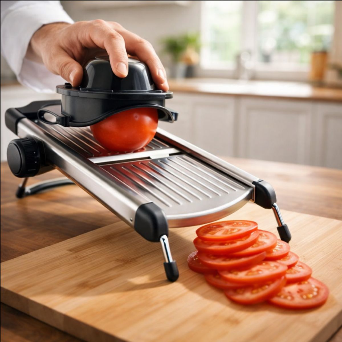 BIGCENTER - Mandolina Rebanador de Verduras Ajustable de Acero Inoxidable Bravetto