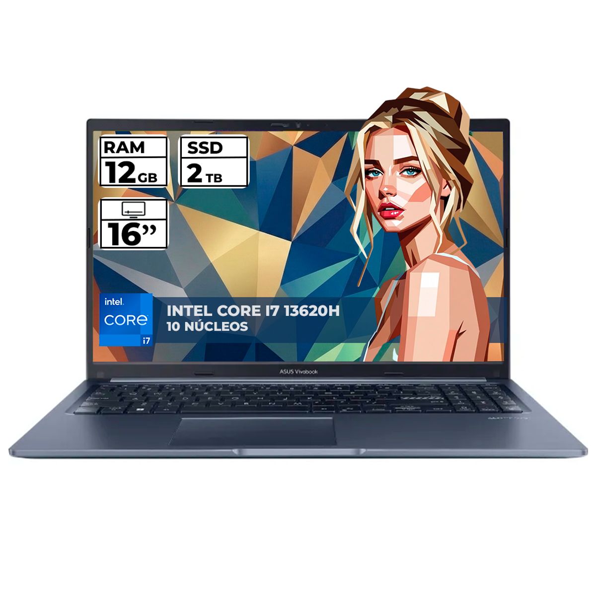 ASUS - PORTATIL ASUS VIVOBOOK INTEL CORE I7 13620H 12GB RAM 2TB SSD 16 FHD