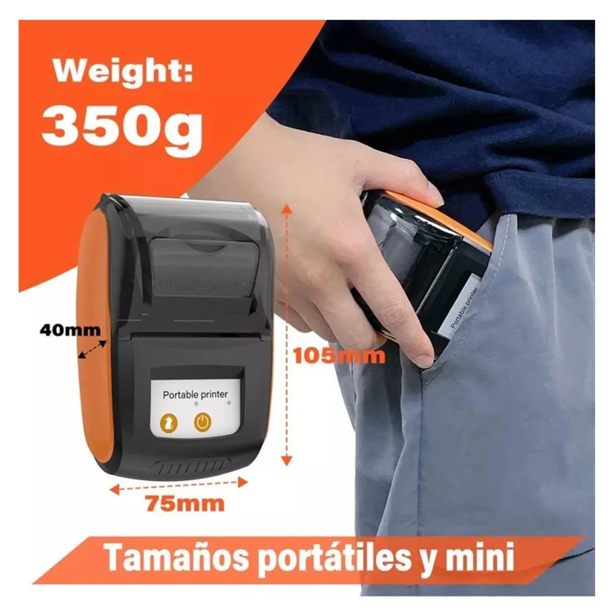 GENERICO - Impresora Termica Portatil Bluetooth para Recibos y Facturas