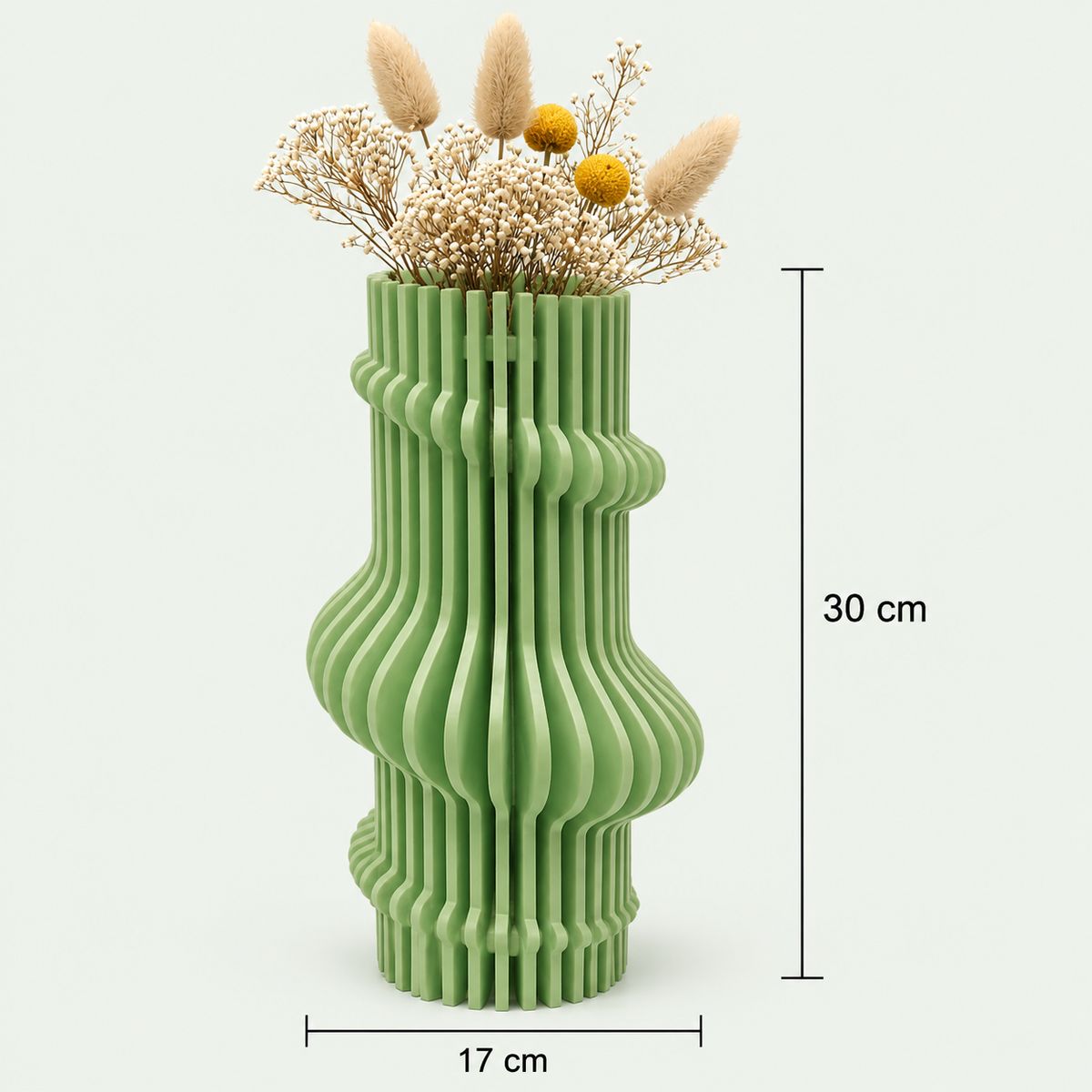 TIZZY DISEÑO - Florero Decorativo Color Verde claro para Flores Secas