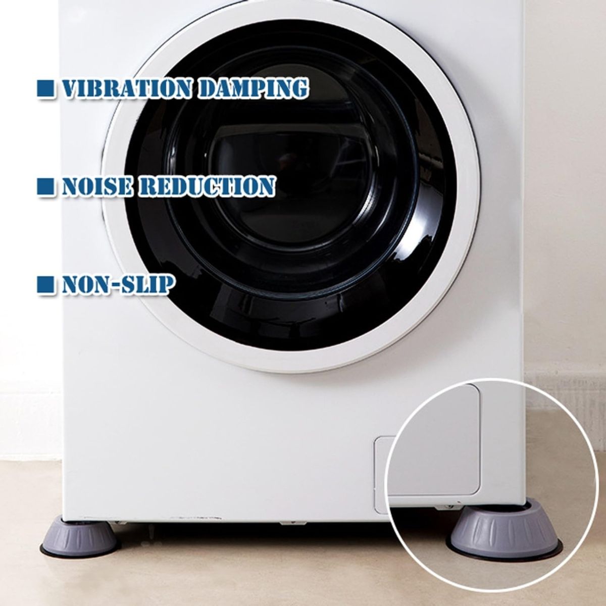 GENERICO - Almohadillas Antivibración Para Lavadora  Base De Goma Antideslizante y Antiruido 4 Unidades