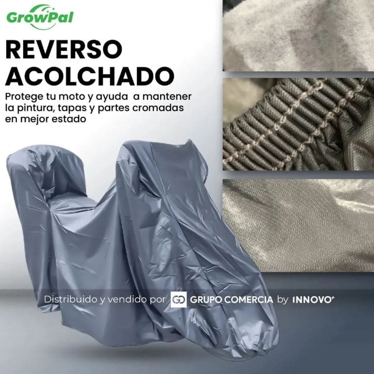INNOVA - Pijama Carpa Para Moto Con Maletero Impermeable Y Acolchada Filtro Uv 13a Gris