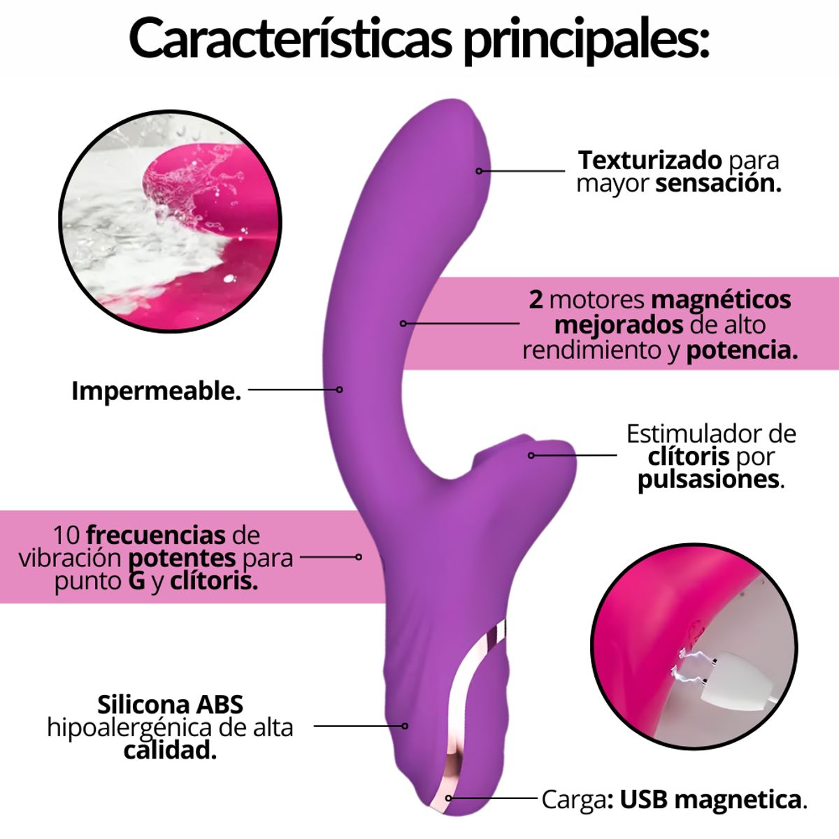 GENERICO - Vibrador Doble Estimulación Succionador Clitoris Puntog Lujo