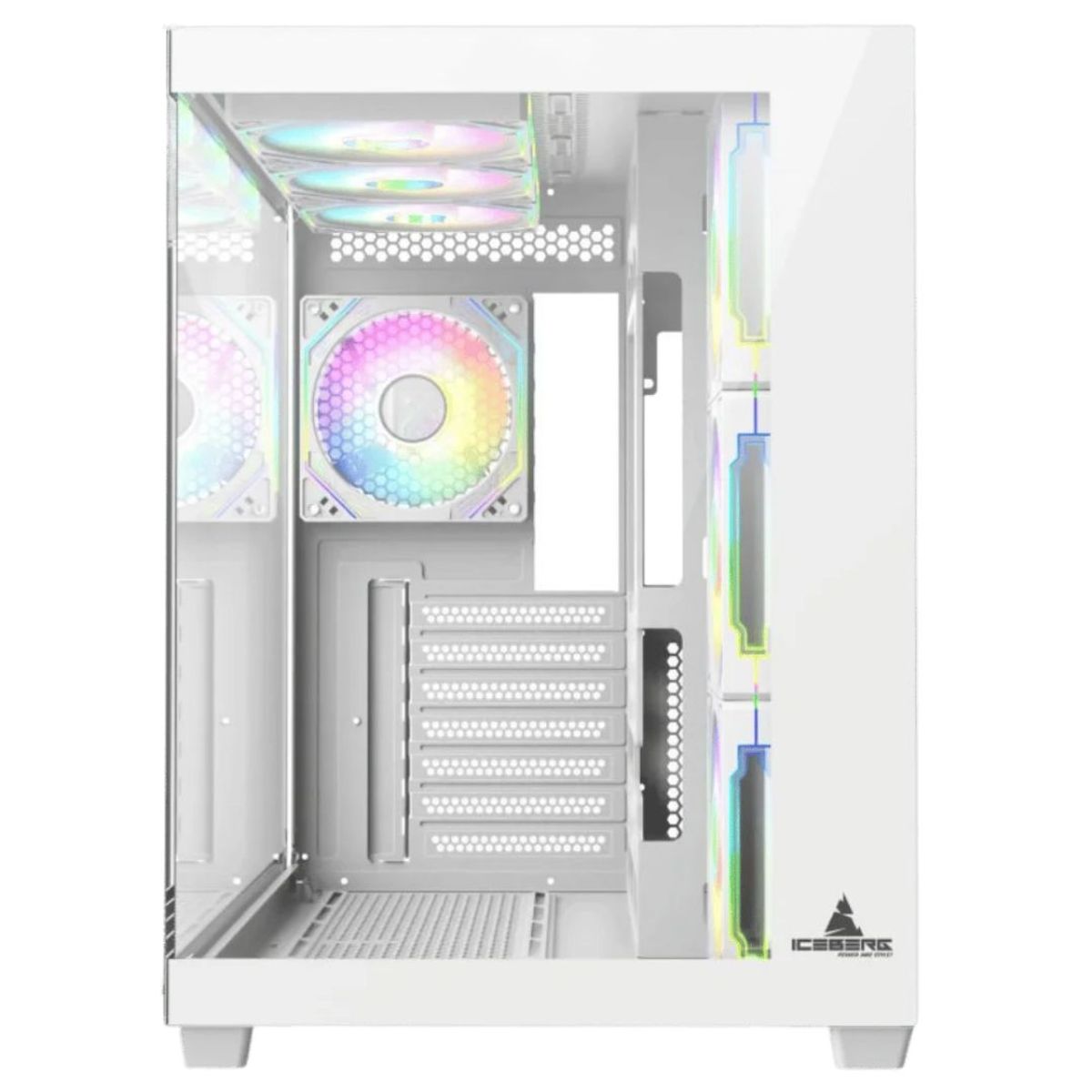 ICEBERG - Chasis Gamer Iceberg Crystal Cube Blanco + 7 Ventiladores