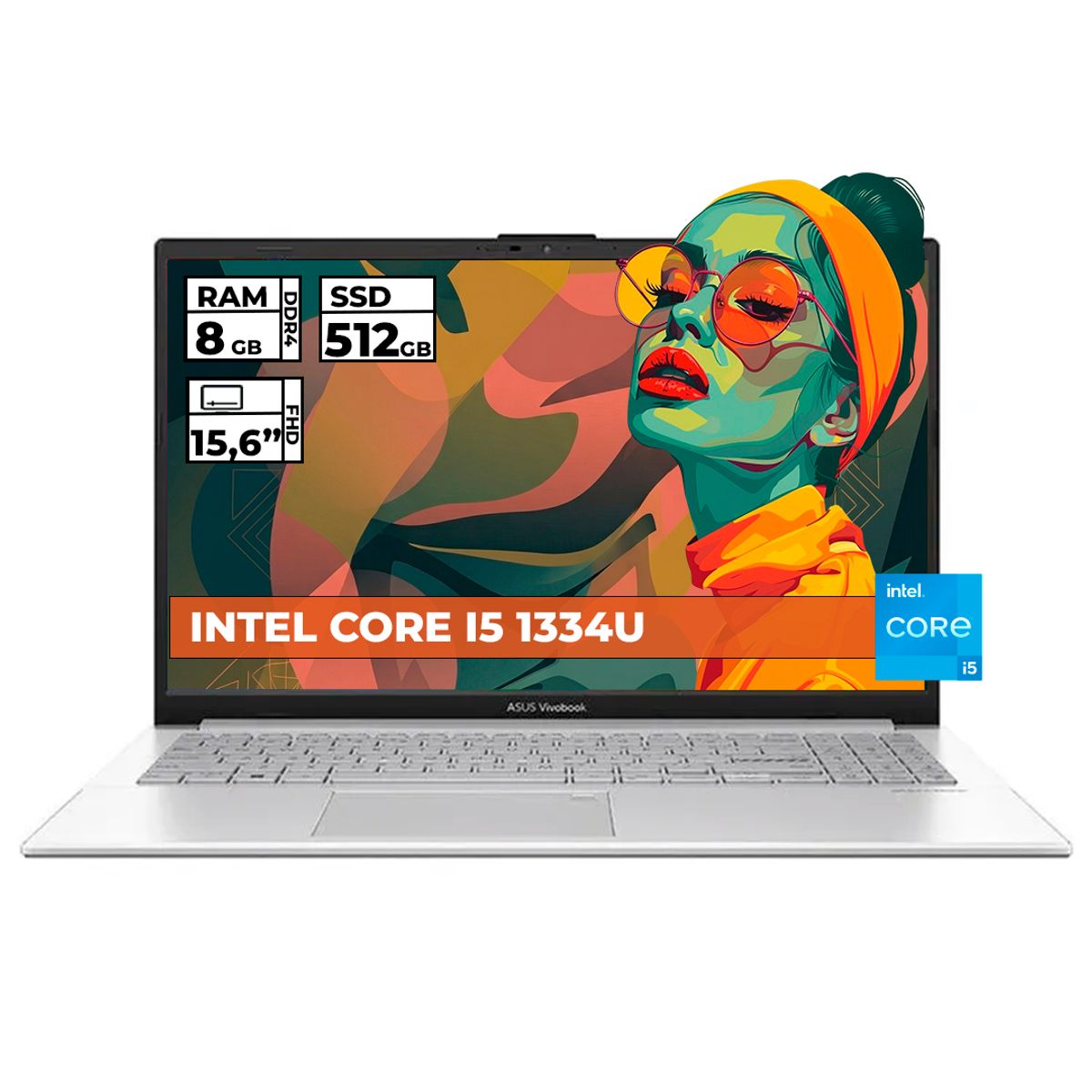 ASUS - PORTATIL ASUS VIVOBOOK INTEL CORE I5-1334U 8 GB RAM 512 GB SSD 15,6" FHD COLOR PLATEADO + BOLSO