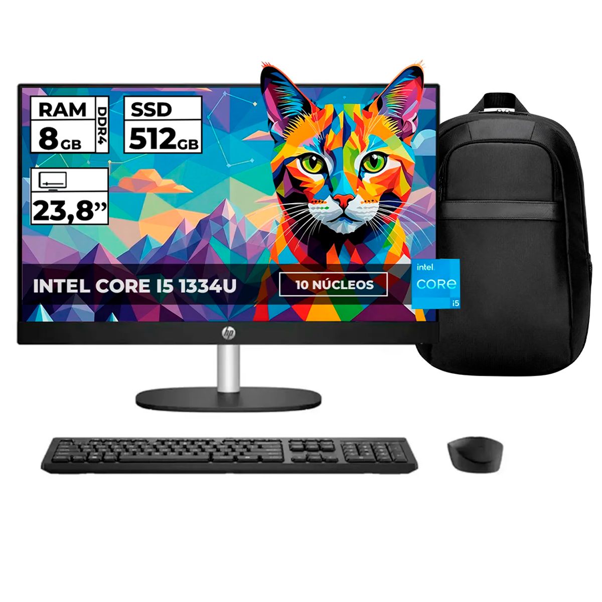 HP - TODO EN UNO HP 24-0351LA INTEL CORE I5-1334U 8GB RAM 512 GB SSD 24'' FHD + BOLSO OBSEQUIO