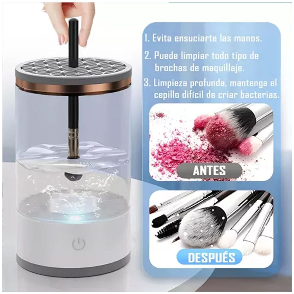 GENERICO - Mini Lavadora De Brochas De Maquillaje Recargable