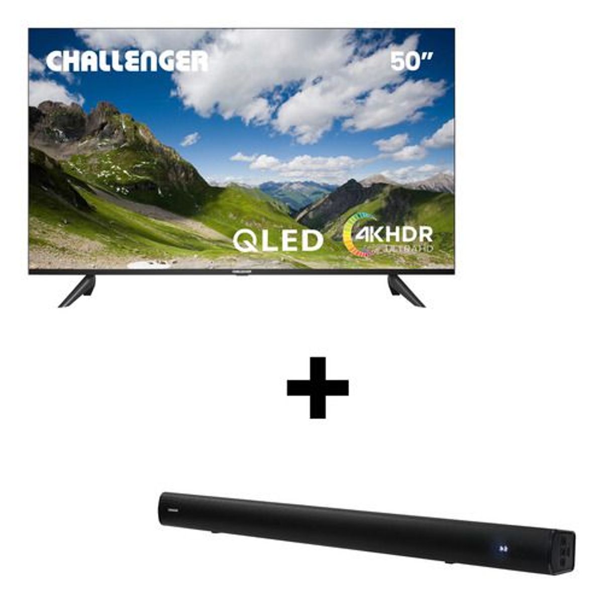 CHALLENGER - Televisor 50 Pulgadas Qled Smart + Barra De Sonido Sb50w