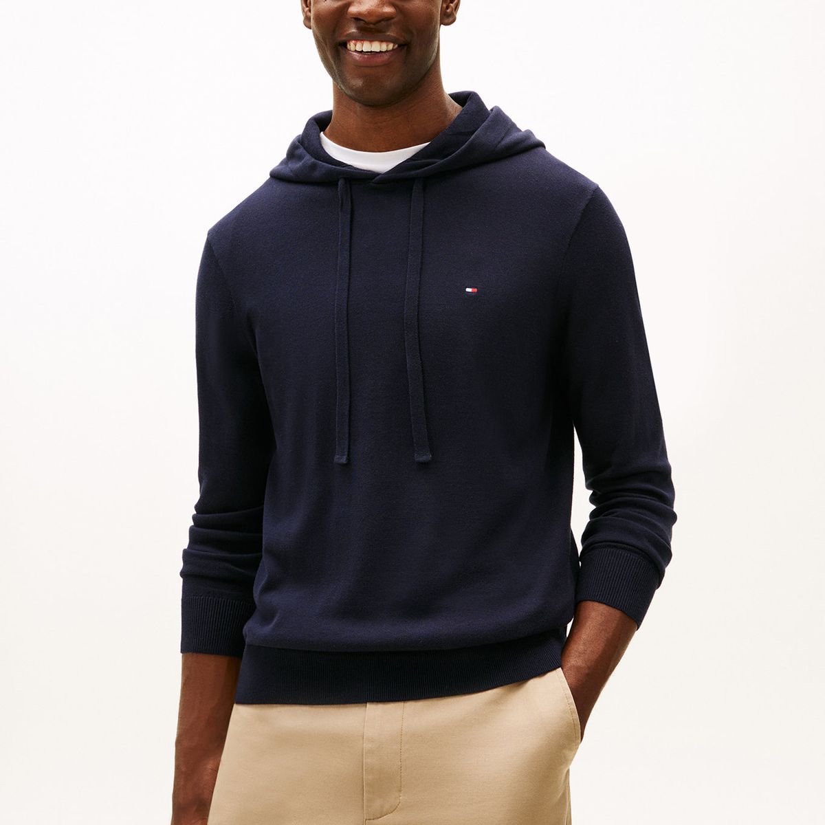 TOMMY HILFIGER - Buzo azul marino con capota, cordón y logo Tommy Hilfiger