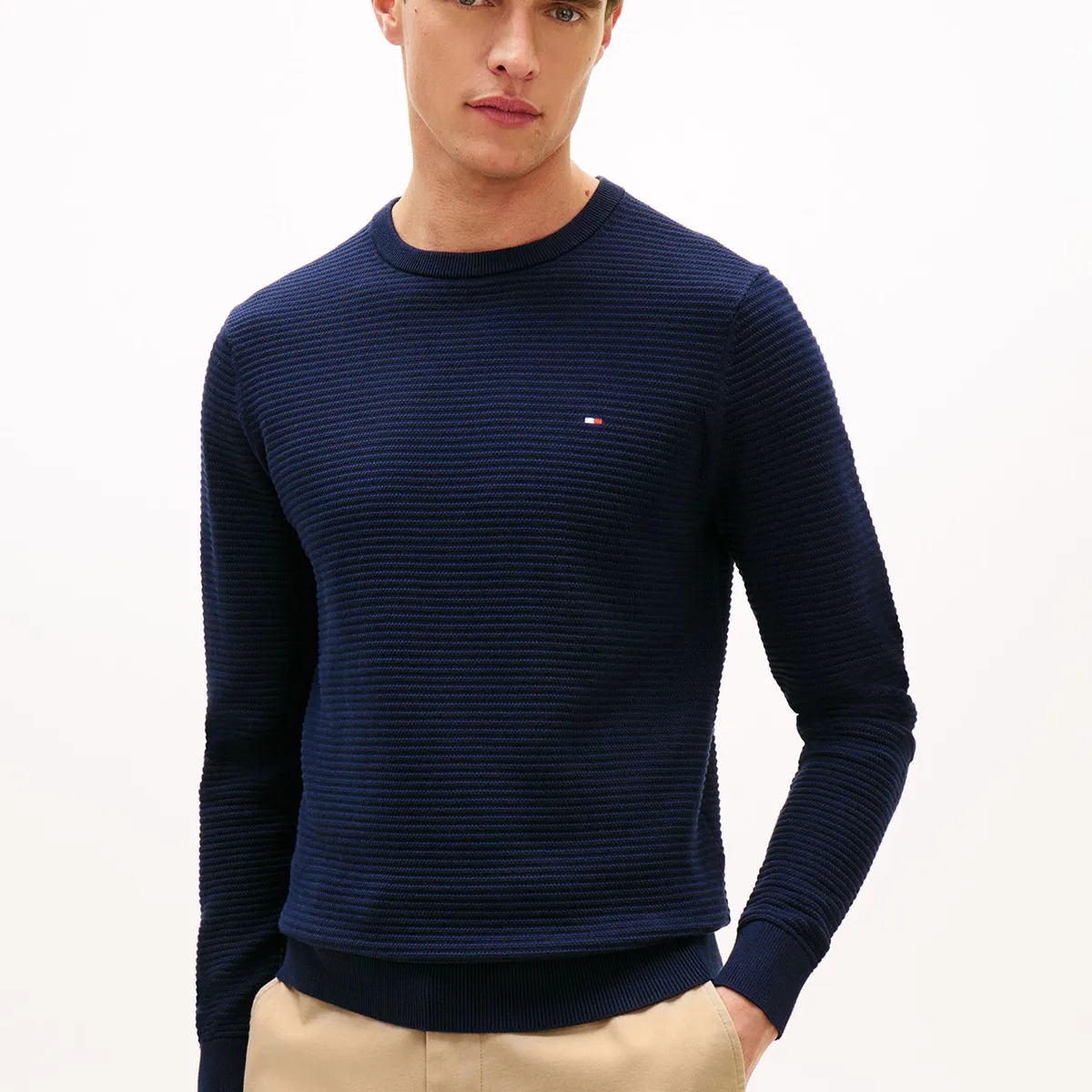 TOMMY HILFIGER - Saco azul de punto texturizado Tommy Hilfiger
