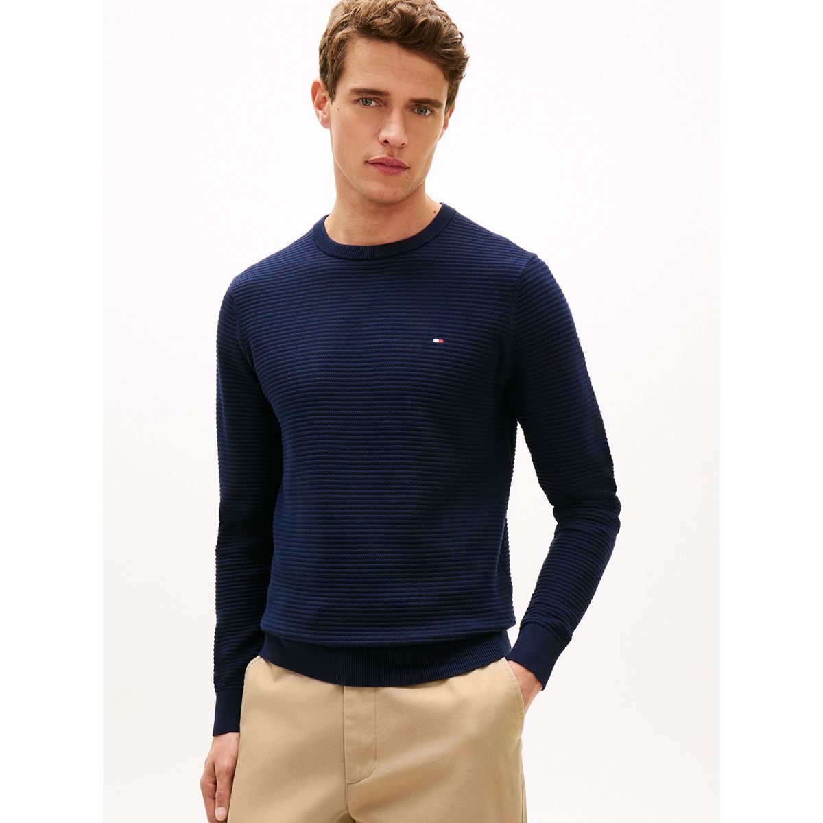 TOMMY HILFIGER - Saco azul de punto texturizado Tommy Hilfiger
