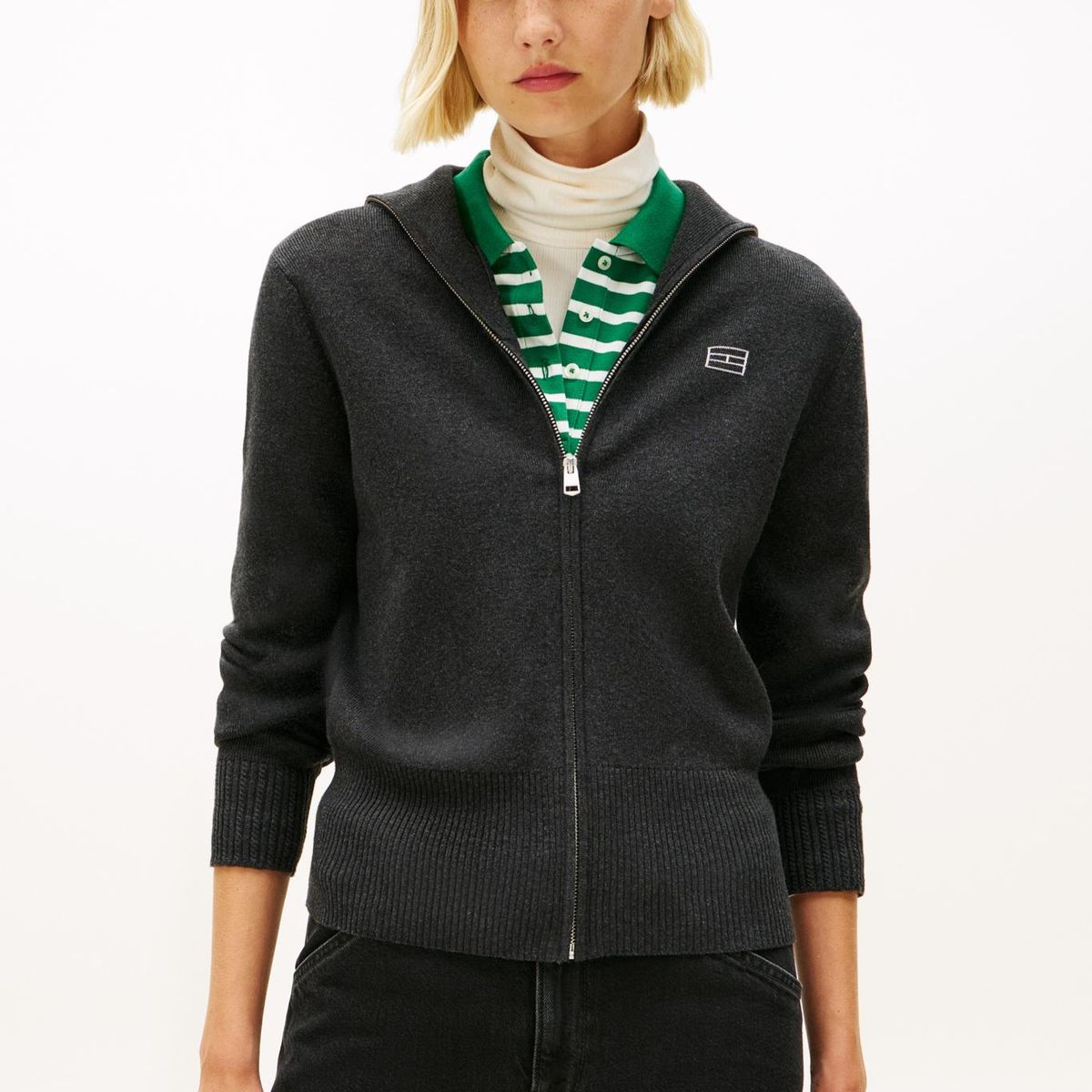 TOMMY HILFIGER - Saco gris con logo bordado Tommy Hilfiger