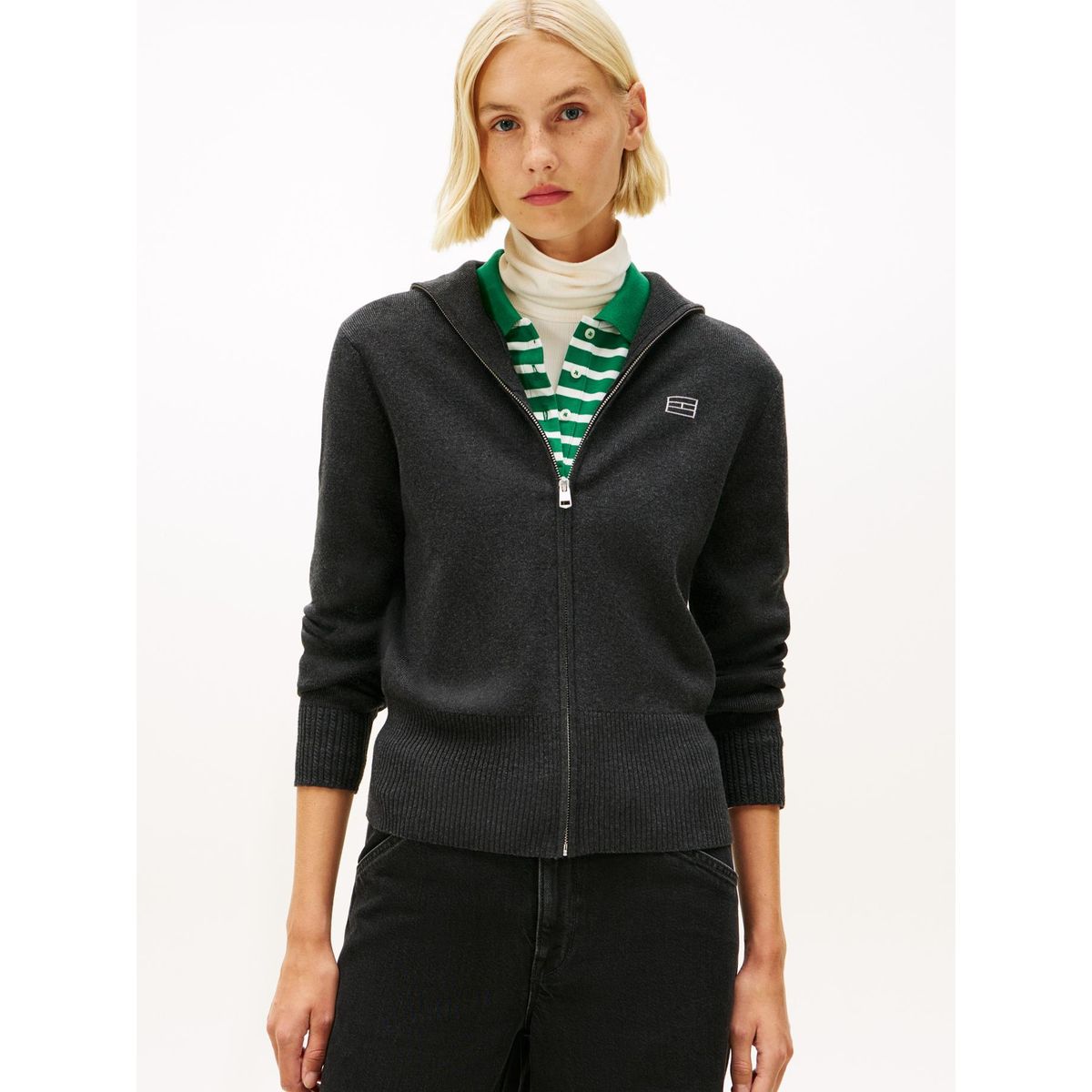 TOMMY HILFIGER - Saco gris con logo bordado Tommy Hilfiger