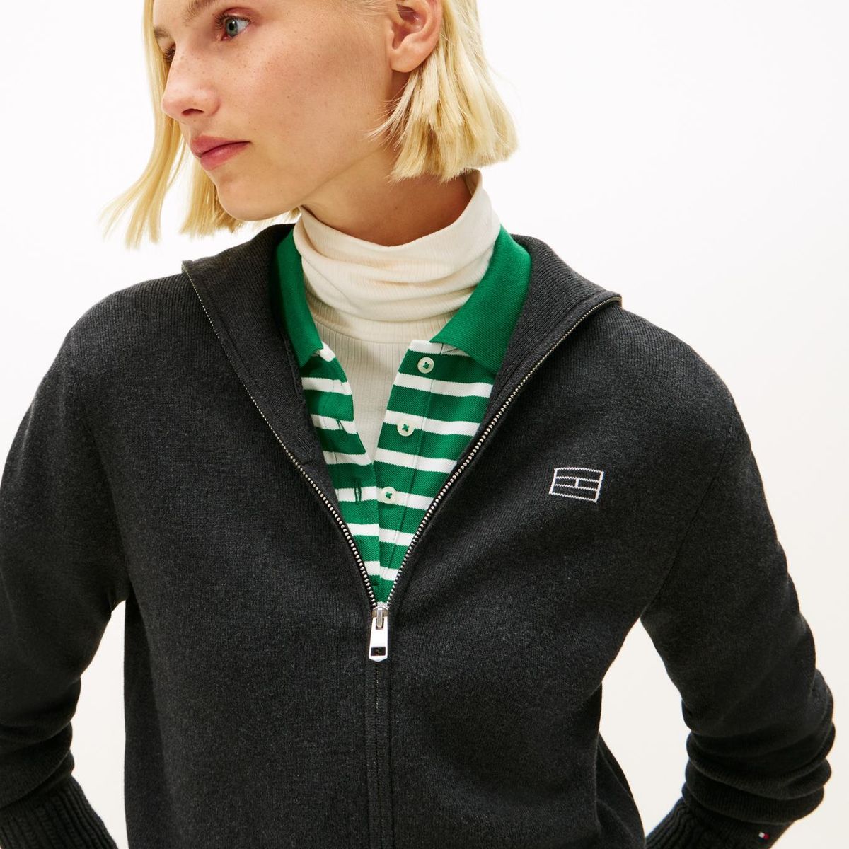 TOMMY HILFIGER - Saco gris con logo bordado Tommy Hilfiger