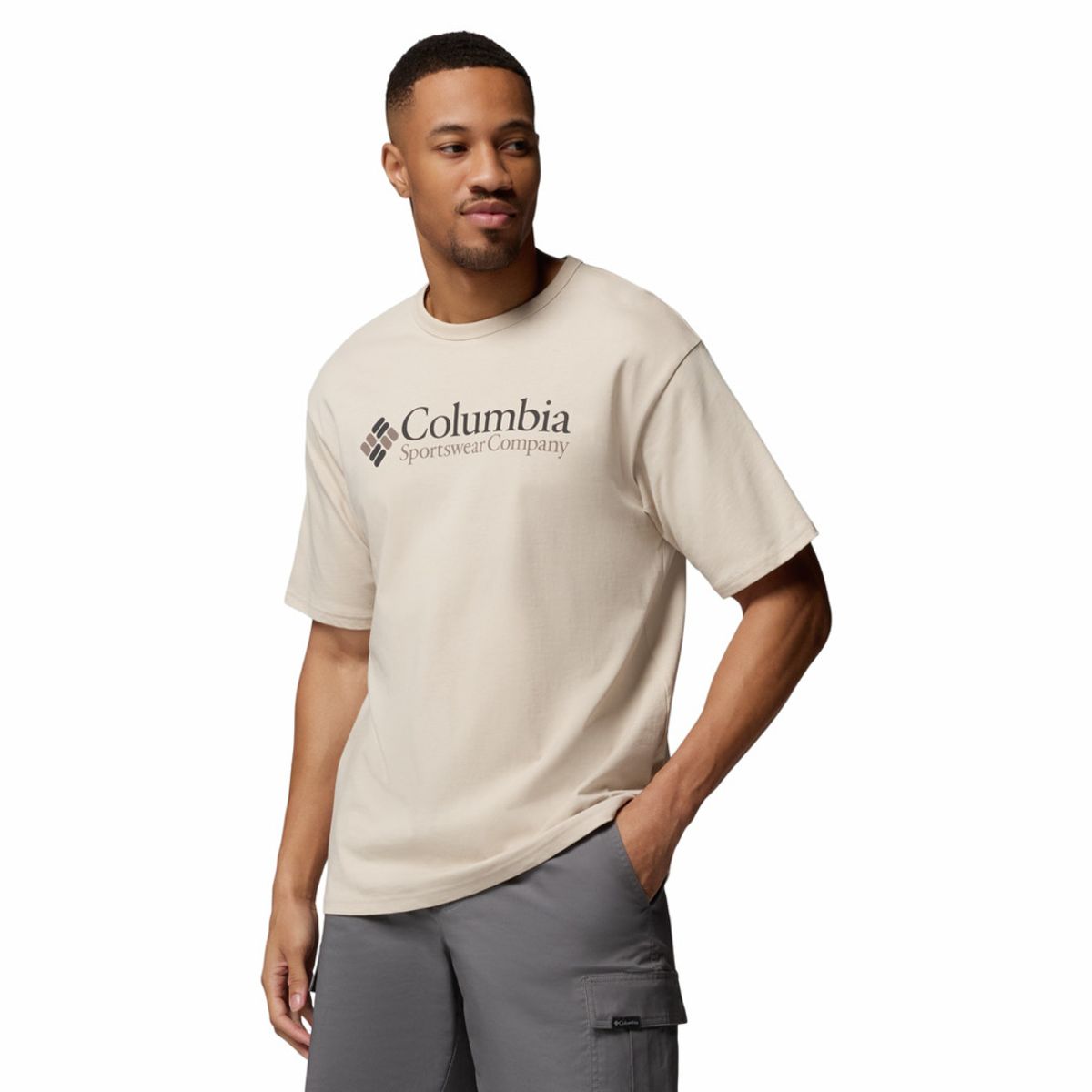 COLUMBIA - Camiseta Hombre Columbia CSC HEAVYWEIGHT LOGO Beige COLUMBIA